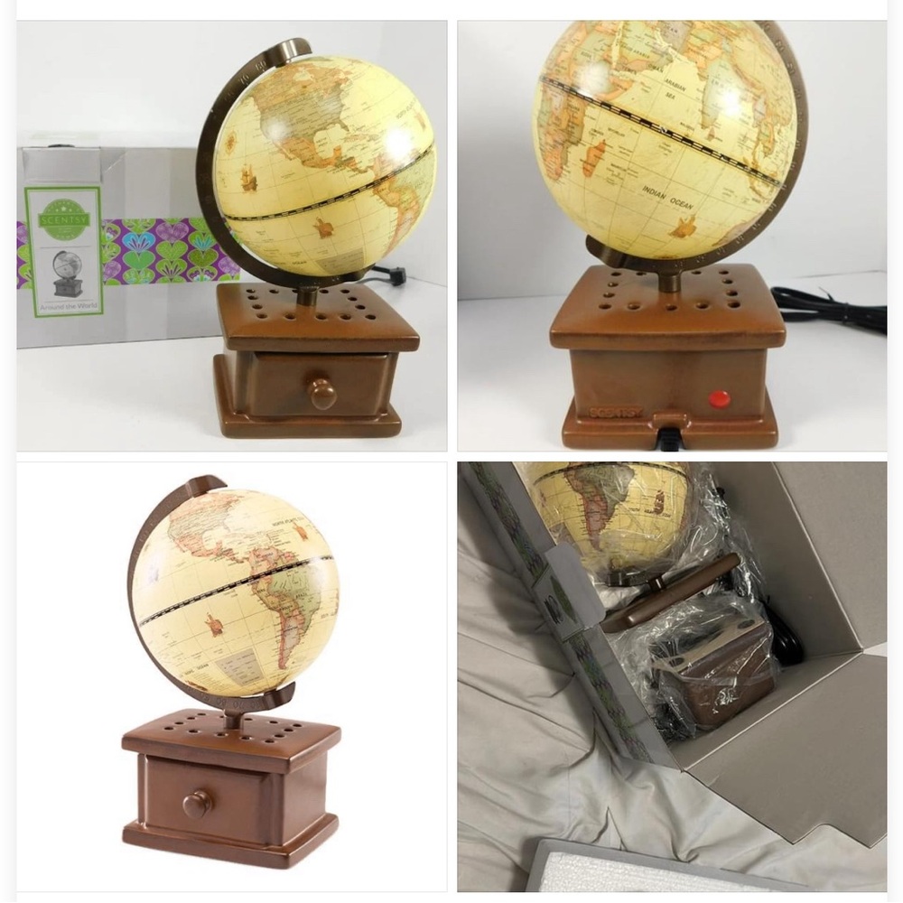 Scentsy Around the World Globe Wax Warmer Retired New in Box